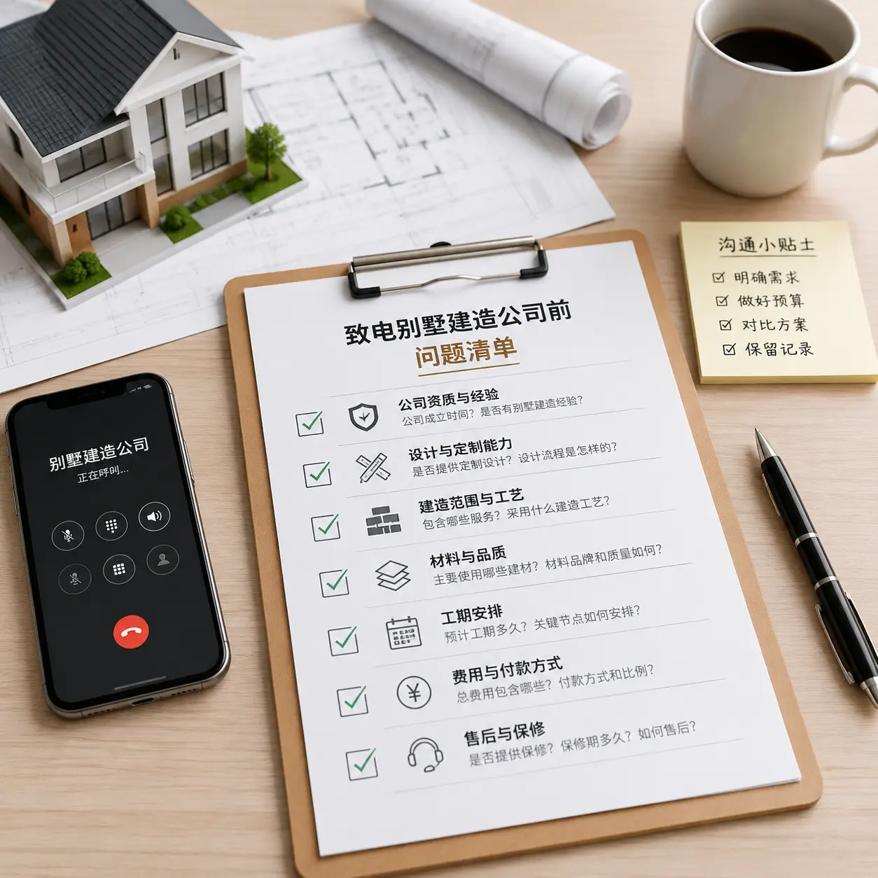 在红花岗拨打别墅建造公司电话前的准备工作