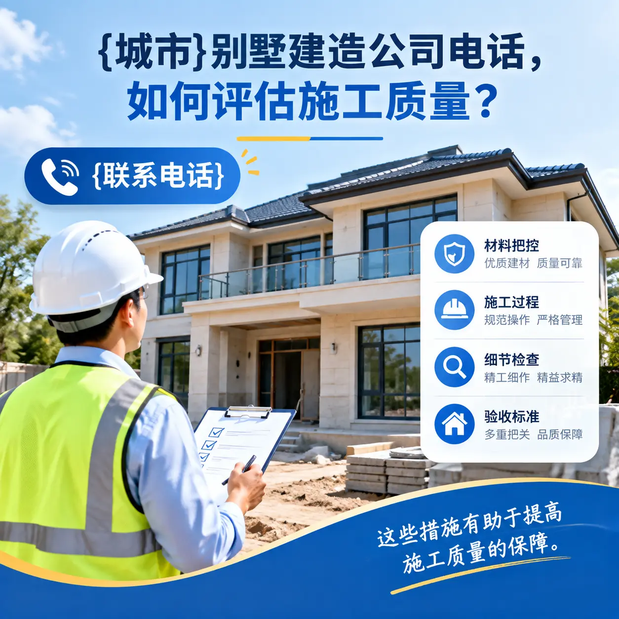 红花岗别墅建造公司电话，如何评估施工质量？