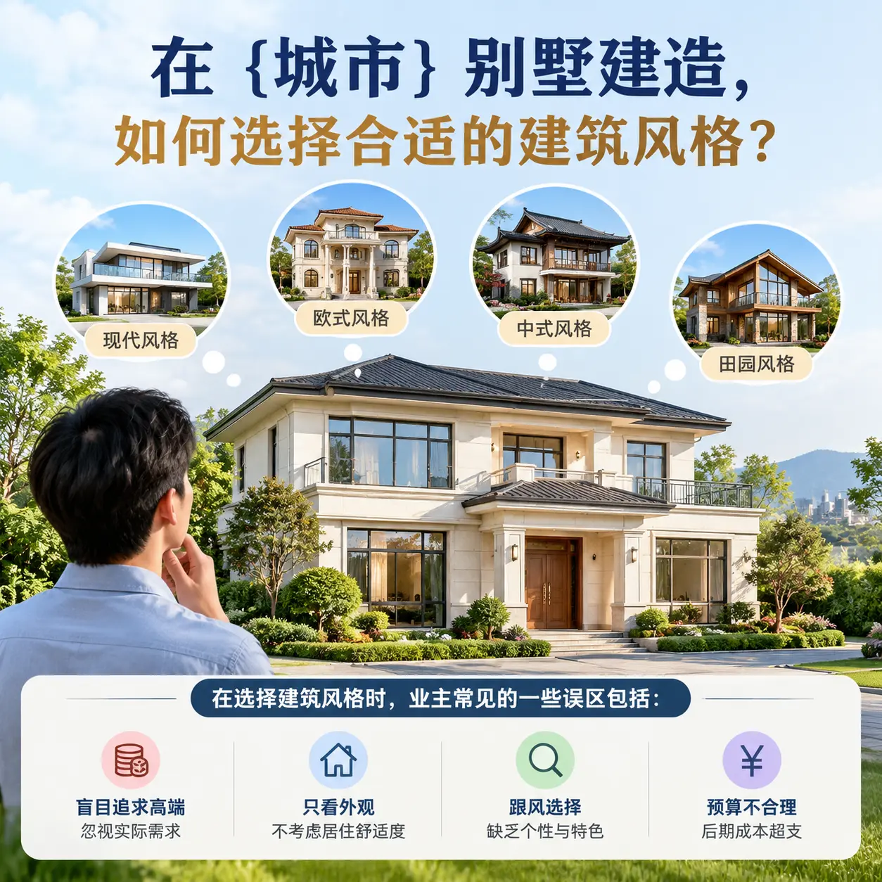 在 红花岗 别墅建造,如何选择合适的建筑风格?